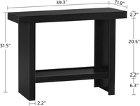 Table console étroite noire, directement de l'usine, pour couloir et entrée, table de canapé à 2 niveaux derrière le canapé avec plateau épais