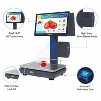 LongFly - Caja Registradora POS con Pantalla Táctil AI de 15.6 Pulgadas, Plataforma Digital Todo en Uno, Báscula, Certificación OIML para Supermercados
