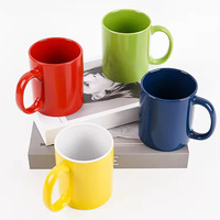 Mug à café en porcelaine émaillée colorée de 330 ml (11 oz), tasse en céramique classique multicolore avec poignée pour thé, latte, café