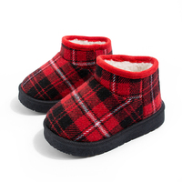 Bottes d'hiver à carreaux personnalisables pour enfants, doublure polaire chaude, chaussures confortables pour tout-petits de 1 à 4 ans