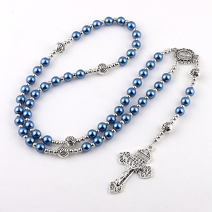 Colar de Rosário com Pingente de Cruz Cristã Vintage, Corrente de Contas de Madeira Trançadas à Mão de 8 X 10mm, Presente Religioso para Homens e Mulheres - Product Image 3