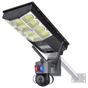 Luz de Rua Solar 100W com Câmera de Segurança Integrada Wi-Fi Sem Fio Visão Noturna AI à Prova d'Água Lente Dupla APP V380/V380pro 1 Ano - Product Image 1