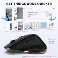 Souris sans fil double mode IClever + USB ergonomique, 5 niveaux de DPI réglables, conception à 6 boutons pour plusieurs appareils