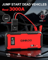 GOOLOO GT3000 3000A Outil d'urgence 12V Démarreur de voiture électrique, camion, moto CE RoHS Étanche Booster automobile au lithium