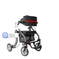Déambulateur à quatre roues rechargeable 24V 6AH, cadre de marche médical pliable adapté aux soins quotidiens et à la rééducation