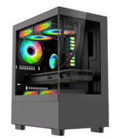 Boîtier PC avec ventilateurs, support pour refroidisseur d'eau 240 mm, refroidisseur CPU 165 mm, refroidisseur GPU 310 mm, compatible Micro ATX et ITX, boîtier de jeu pour ordinateur de bureau, tour moyenne