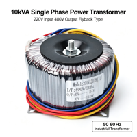 Transformateur de puissance monophasé Flyback 10 kVA, entrée 220 V, sortie 480 V, 50/60 Hz, en aluminium et cuivre, transformateur de puissance industriel