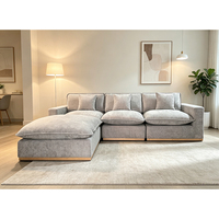 Canapé modulaire en tissu moderne 6 pièces avec base en bois, garnissage en plumes de duvet, design capitonné pour salon