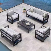 Ensemble de meubles de patio pliables en aluminium gris moderne à trois places pour salon, hôtel, villa et jardin extérieur
