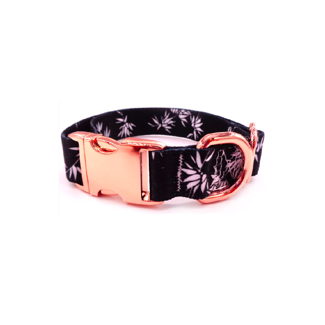 Adjustable Nylon Pet Collar Leash Set Customizable Soft Wool Fabric Tweed with Rose Gold Buckle Print Pattern One Set for Dogs