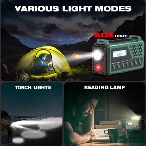 Khẩn cấp đài phát thanh 8000mAh với năng lượng mặt trời Hand Crank, noaa AM <span class=keywords><strong>FM</strong></span> SW pin xách tay điện thời tiết cảnh báo đài phát thanh với ngọn đuốc, SOS, đèn - Product Image 3