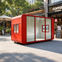 Modèle de maison modulaire en panneaux d'aluminium, en forme de cube, pour restaurant populaire, salon de thé, cabine de style 'apple' et conteneur à snacks, Alibaba-online-shopping