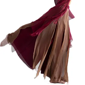 새로운 오리엔탈 밸리 댄스 연습 바닥 여성용 긴 프린지가있는 다용도 와이드 팬츠 스커트