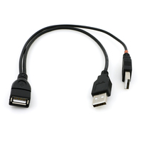 Câble d'extension USB Y de haute qualité, longueur personnalisée, USB 2.0 A femelle vers double USB A mâle