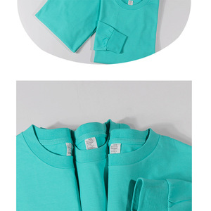 Lulu Long Sleeve T-Shirt 100% Organic <strong>Cotton</strong> Formal Solid Knitted 250gsm Heavy Weight Blank - Product Image 3