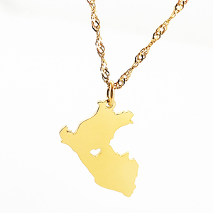 Collar con colgante <span class=keywords><strong>de</strong></span> mapa <span class=keywords><strong>de</strong></span> Perú chapado en oro <span class=keywords><strong>de</strong></span> 18 quilates, conjunto <span class=keywords><strong>de</strong></span> joyería <span class=keywords><strong>de</strong></span> acero inoxidable, último collar <span class=keywords><strong>de</strong></span> mapa <span class=keywords><strong>de</strong></span> Perú, venta al por mayor, Joyeria Acero Inoxidabl - Product Image 2