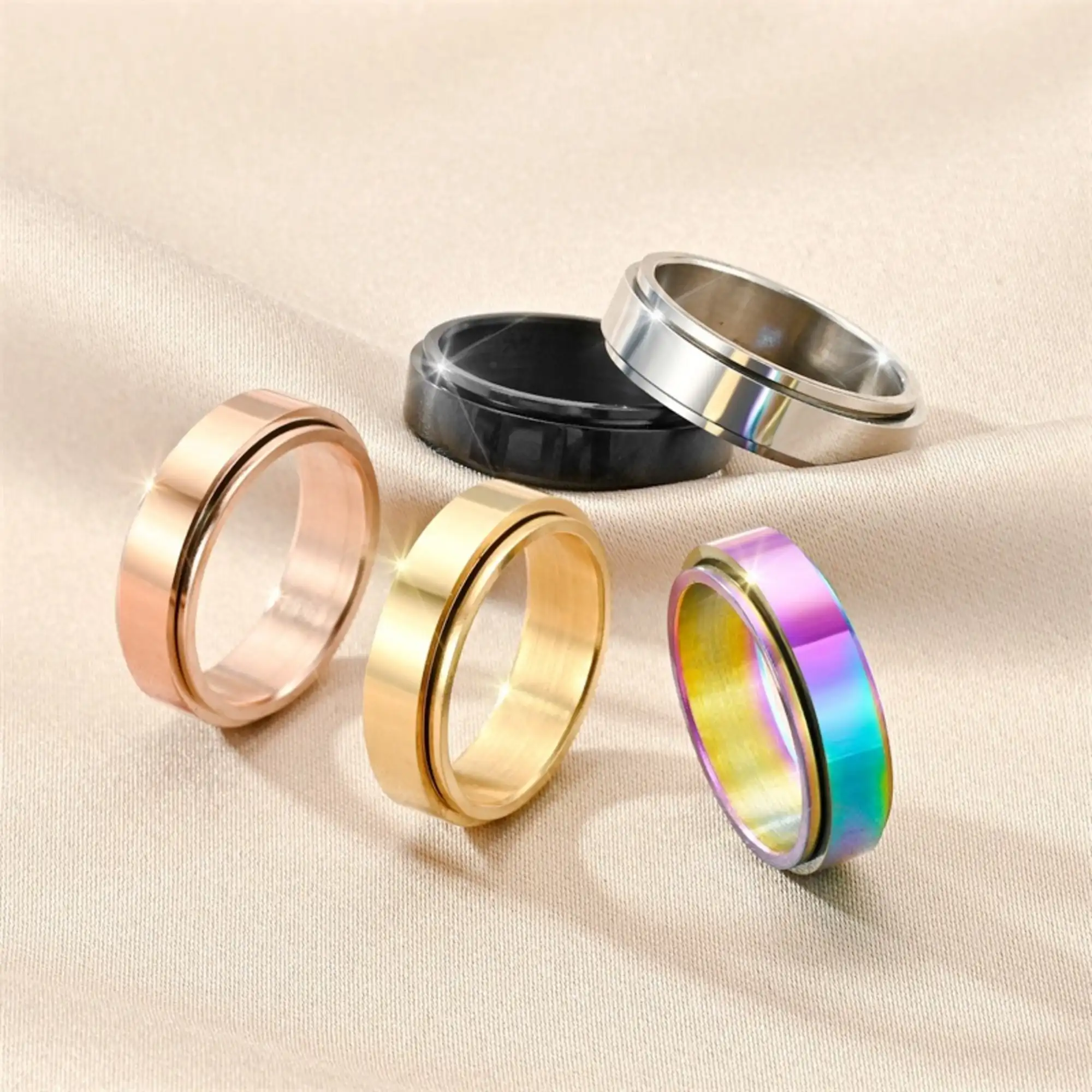 Ouj Anxiety Spinner Fidget Fidget Anti Anxiety Ring Gift For Her Gift For Men Anxiety Spinner Ring Fidget Spinning Ring