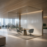 Cloison de bureau en verre trempé avec cadre en aluminium, insonorisée, vue panoramique, séparateur de pièce moderne et minimaliste pour l'école