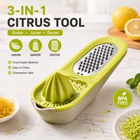 Outil à agrumes 3-en-1 avec fonctions presse-agrumes, râpe et zester, gadget de cuisine de qualité alimentaire sans BPA pour citron, orange, lime, facile à nettoyer