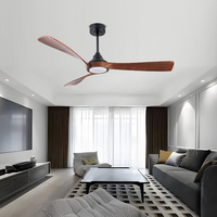 Lames en bois véritable de luxe à faible énergie 52 pouces Led ventilateur de plafond lumière décorative télécommande ventilateur de plafond avec lumière