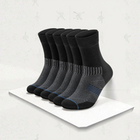 Chaussettes de Sport Mi-Mollet de Compression pour Hommes et Femmes, en Bambou Jacquard Sportif avec Support de Voûte Plantaire et Amorti Diabétique, Idéales pour le Football et la Course