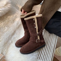 Bottes de neige mi-mollet à plateforme cloutée grises pour femme, nouvelle collection hiver 2026, chaudes, en fausse fourrure, semelle extérieure en EVA, bottes du nord-est de la Chine