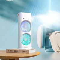 Mini-refroidisseur d'air à double ventilateur avec lumière, portable, 3 vitesses, brumisateur évaporatif pour hôtel et usage extérieur