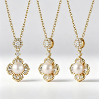 Collier pendentif fleur à quatre feuilles YILUN en argent S925 plaqué or avec zircon cubique rond et baguette pour femme, cadeau de mariage ou d'anniversaire