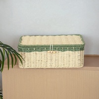 Cesta de Almacenamiento Tejida a Mano con Cuerda de Papel, Estilo Minimalista Moderno y Ecológico, con Tapa Estilo Ratán, para Decoración del Hogar, Regalo