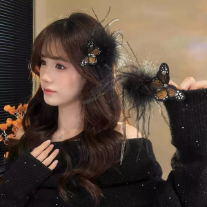 Pince à Cheveux Papillon en Plumes Noires Élégante et Tendance 2026 – Luxe Léger et Mode Féminine – Nouveauté Très Vendue - Product Image 5