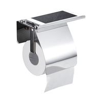 Rouleaux de toilette multifonctions, en acier inoxydable, porte-papier toilette noir, avec étagère pour téléphone, 1 pièce, Sanga