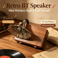G3000 Mini Haut-parleur sans fil en bois 5.3 avec prise en charge Wi-Fi, carte TF/clé USB, son stéréo HiFi, design rétro, autonomie de 10 heures