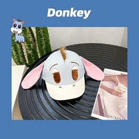 Linda Gorra de Béisbol Bordada de 6 Paneles con Orejas de Burro y Nariz de Dibujos Animados para Niñas, Apta para Cuatro Estaciones y Cabezas Grandes
