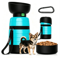 Bol pliable en silicone carré amélioré de 22 oz et 5 oz avec mousqueton pour bouteille d'eau portable pour chien en extérieur 3-en-1