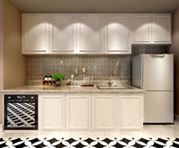 Meuble de cuisine sur mesure de style moderne en bois coloré avec îlot pour toute la maison