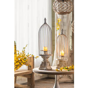 गृह सजावट Tealight मोमबत्ती कंटेनर सफेद लोहे के तार पिंजरा आकार मोमबत्ती धारक सेंटर टेबल मोमबत्ती स्टैंड - Product Image 4