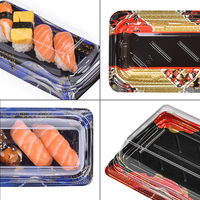 Emballage alimentaire jetable en plastique PET Sunzza pour sushis, boîte à emporter avec design personnalisé