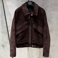 Blouson aviateur vintage oversize en cuir marron à grain bulle avec col montant