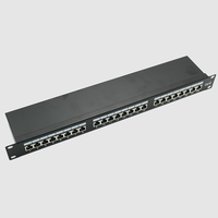 Panel de Conexiones CAT6 Blindado STP de 24 Puertos, 1U, 19 Pulgadas, Montaje en Rack, con Cable de Tierra, RJ45, Distribuidor de Red Blindado