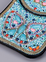 Tas Selempang Wanita Mewah Bordir Manik-Manik Bohemian Buatan Tangan dengan Batu Permata Turquoise untuk Festival dan Pesta