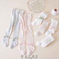 Collants d'été ultra-fins en maille pour enfants, leggings respirants en coton pour bébés avec nœud papillon de style chinois