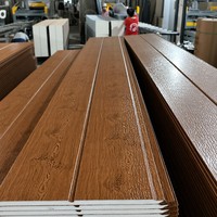 Panneau sandwich à grain de bois, isolé en PU, pour murs et toitures, bardage composite métallique pour entrepôts et bâtiments extérieurs
