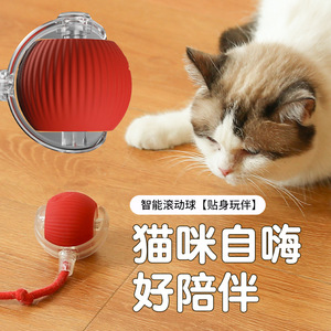Pelota Interactiva Inteligente para Gatos con Cuerda, Silicona Roja, Antiaburrimiento para Mascotas - Product Image 3