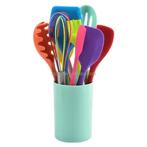 Silicone Cooking Utensil Sets BPA Free 12PCS Kitchen Tools Spatula Silicone Kitchen Cooking Utensil Set With Holder For Nonstick Cookware