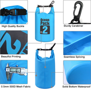 Bolsa Impermeable de 2L con Cierre Enrollable para Playa, <span class=keywords><strong>Camping</strong></span>, Navegación, Senderismo, Kayak, con Logotipo Personalizado, Bolsa Seca de PVC para Exteriores - Product Image 4