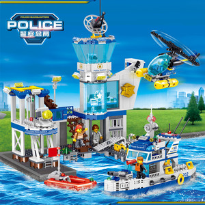 Thành phố đồn cảnh sát khối xây dựng Kit 60315 cảnh sát xe máy bay trực thăng Cruiser xe máy đồ chơi lắp ráp Mô Hình DIY gạch Bộ - Product Image 5