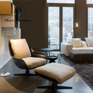 Modern ofis döner şezlong ile metal taban koltuk oturma odası için İtalyan mobilya deri recliner kanepe accent sandalye - Product Image 4