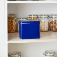 Boîte en fer blanc rectangulaire de qualité alimentaire JH Initiative avec impression offset pour assaisonnements, café, thé, sandwichs, pain