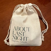 Sac à cordon en toile de coton naturelle recyclée, petite pochette en tissu de mousseline blanche, sac à double cordon