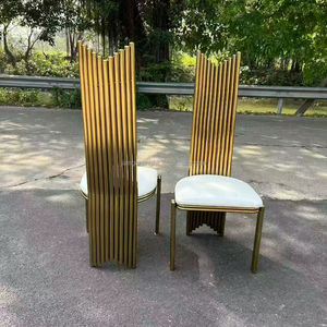 Silla de Lujo para Banquetes de Hotel VIP, de Metal y Acero Inoxidable, con Respaldo Alto, Asiento de Cuero PU Blanco, Dorada, para Eventos de Boda y Mobiliario de Hotel - Product Image 2